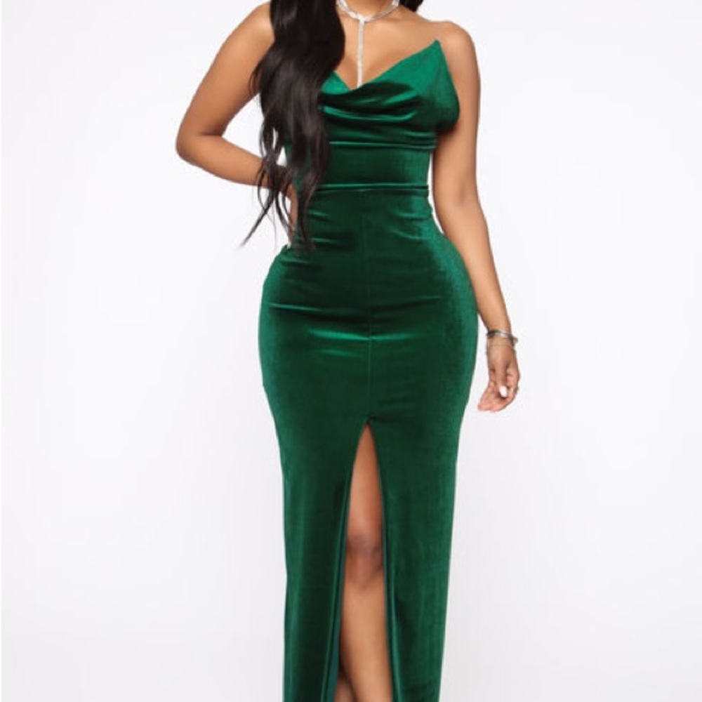 Fashion Nova Emerald Backless Dress